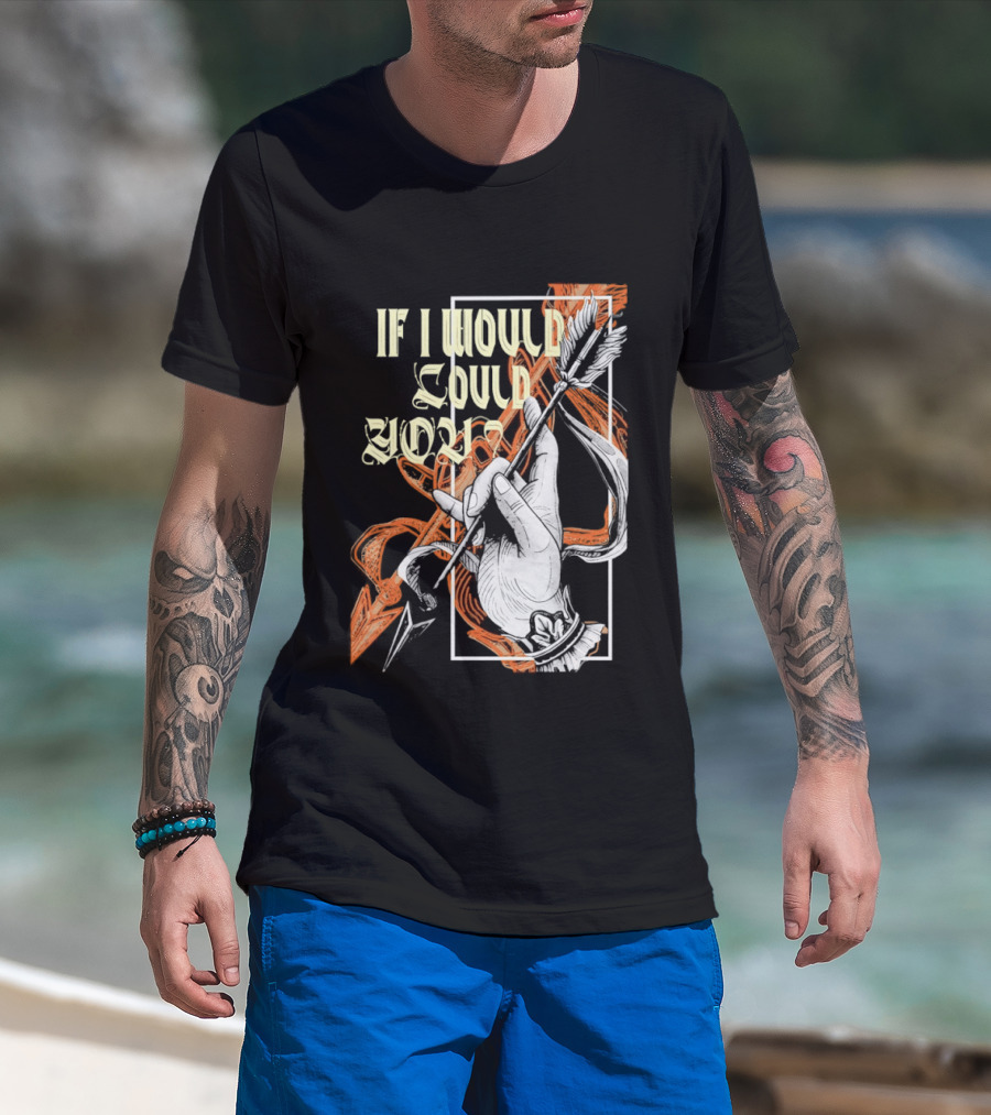 If I Would Could You Retro Hand Drawn Arrow Motif T-Shirt