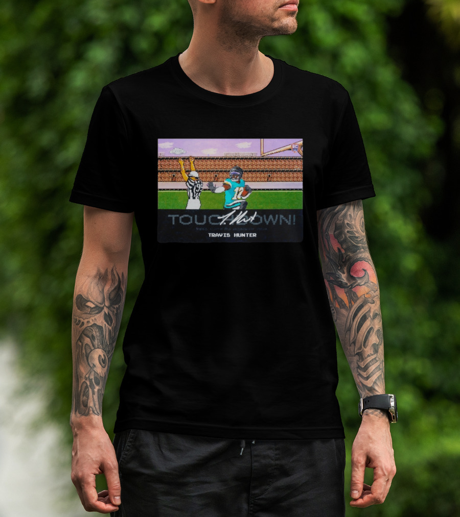 TOUCHDOWN Travis Hunter Jacksonville Jaguars Topps Chrome Rookie Card T-Shirt