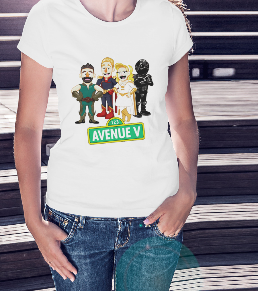 123 Avenue V Cartoon Characters Crossover Ensemble T-Shirt