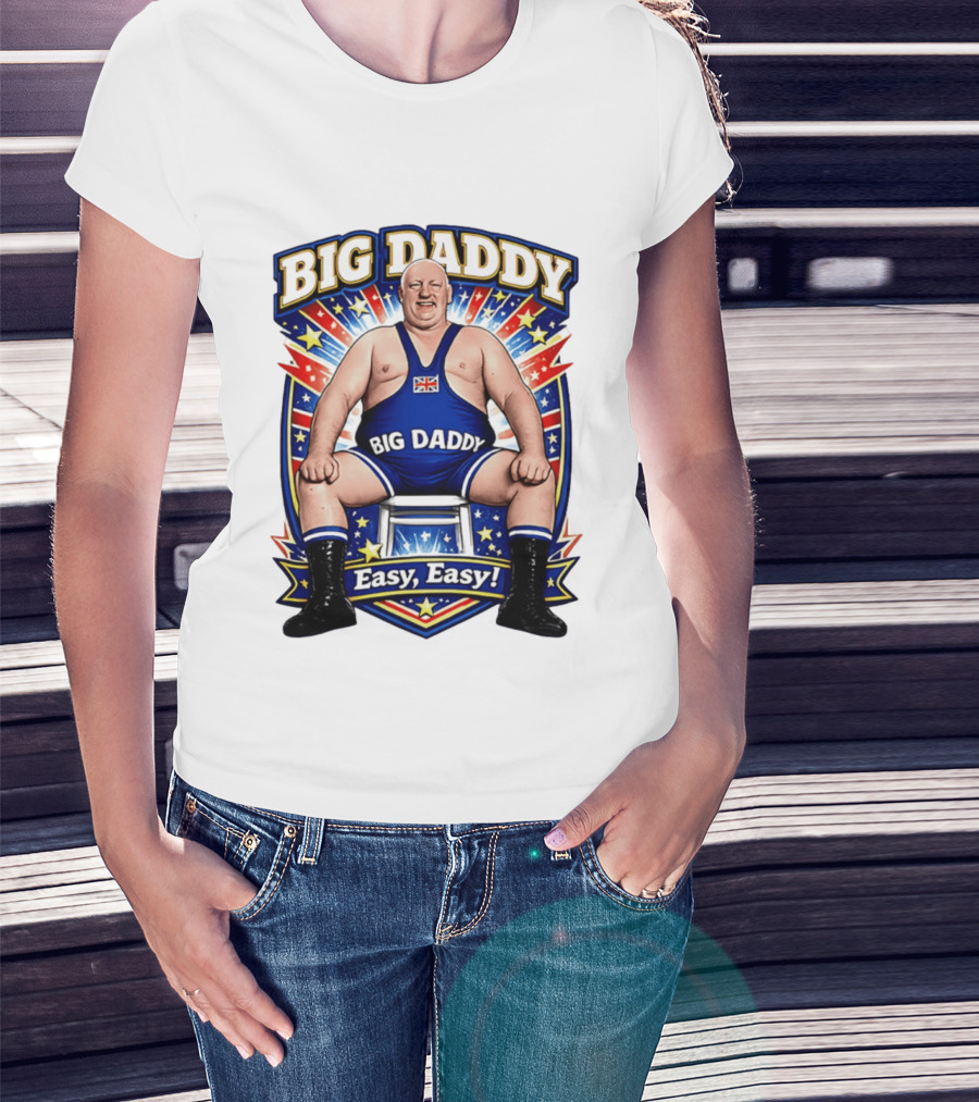 Big Daddy Easy Easy British Wrestler Stars Stripes T-Shirt