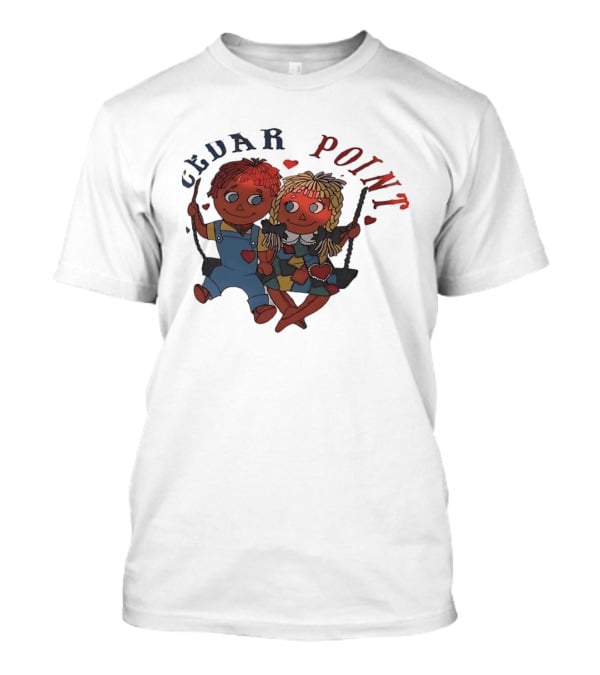 Cedar Point Raggedy Ann And Andy Dolls Swinging With Hearts T-Shirt