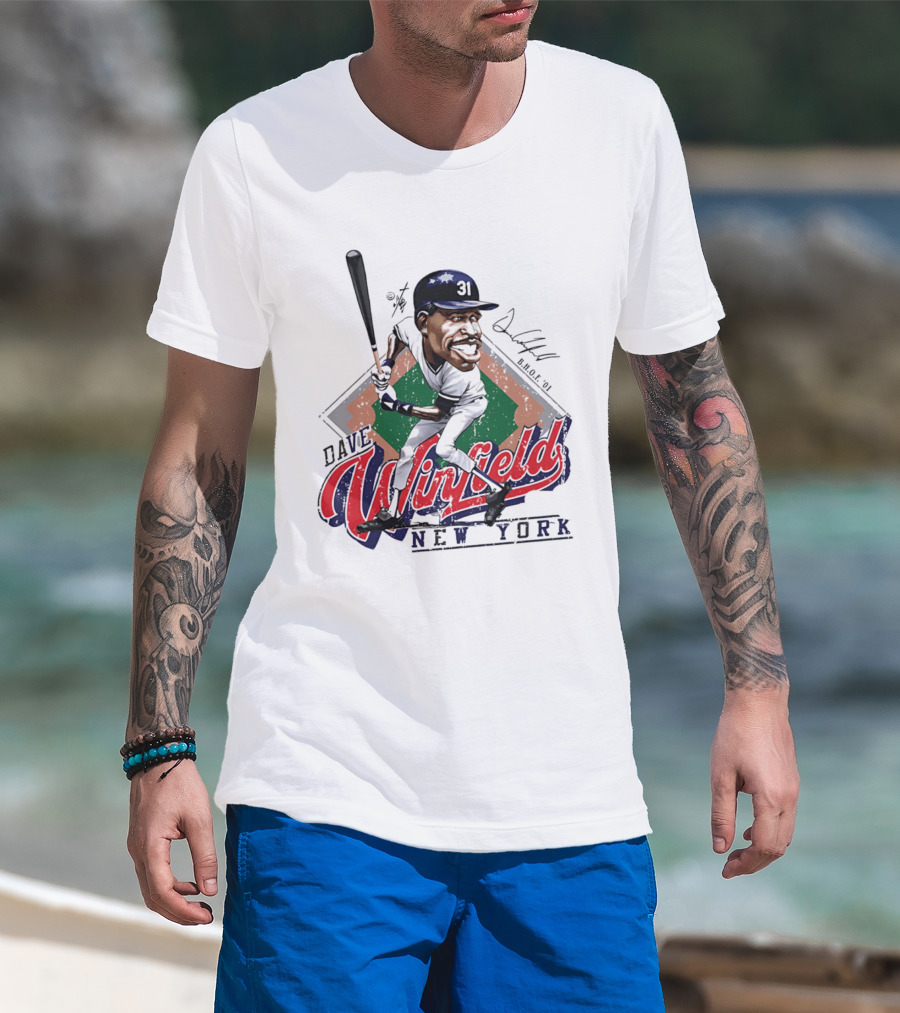 Dave Winfield New York Yankees Bruce Stark Collection Caricature MLB H.O.F. 2001 T-Shirt