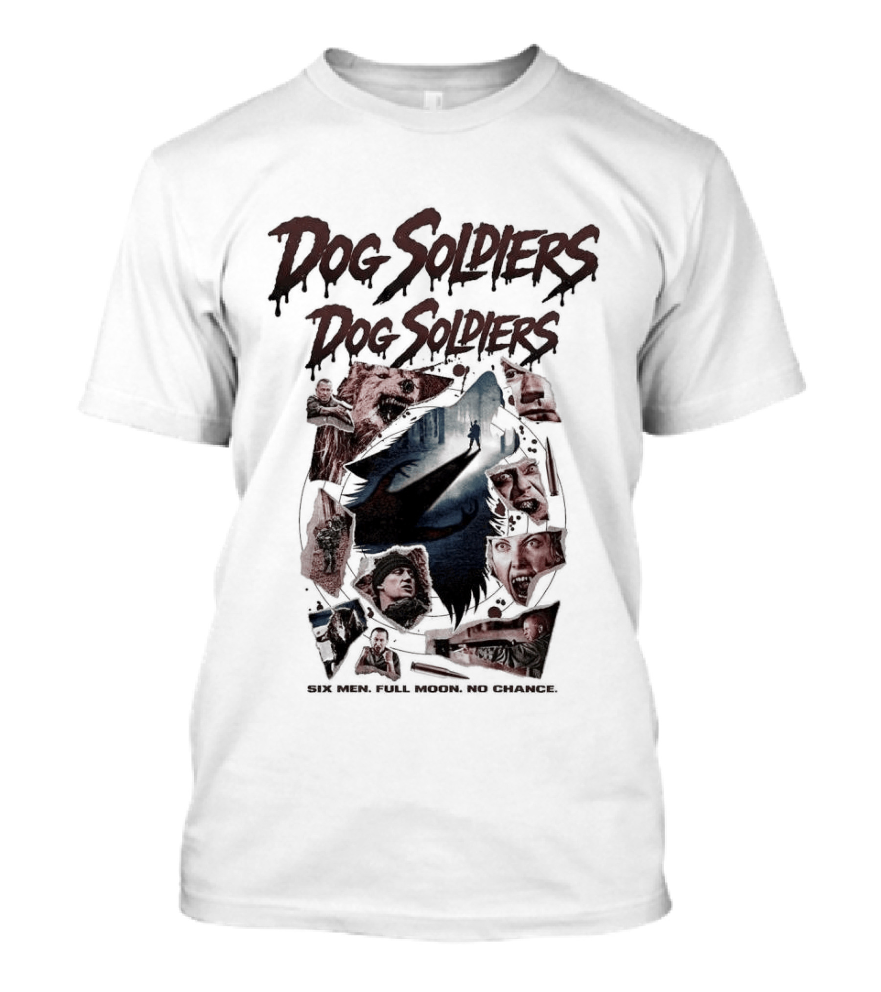 Dog Soldiers Horror Movie Inspired Design With Dramatic Red And Blue T-Shirt