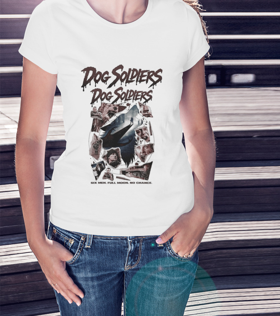 Dog Soldiers Horror Movie Inspired Design With Dramatic Red And Blue T-Shirt
