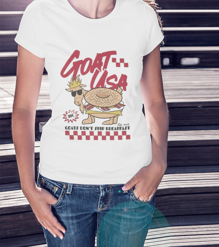 GOAT USA Bagel Goat Goats Don't Skip Breakfast T-Shirt