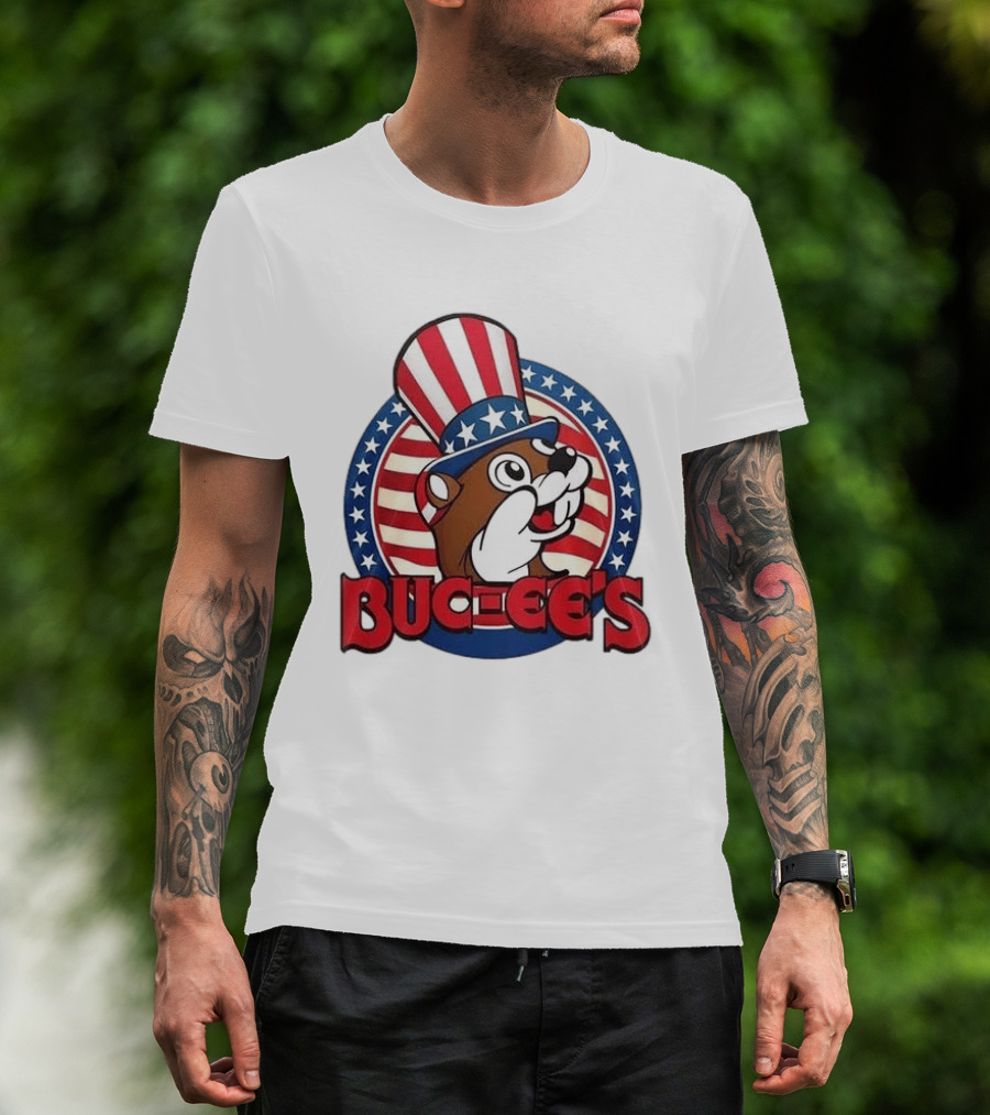 Buc Ee's Patriotic Uncle Sam Beaver USA Stars And Stripes 250th Anniversary T-Shirt