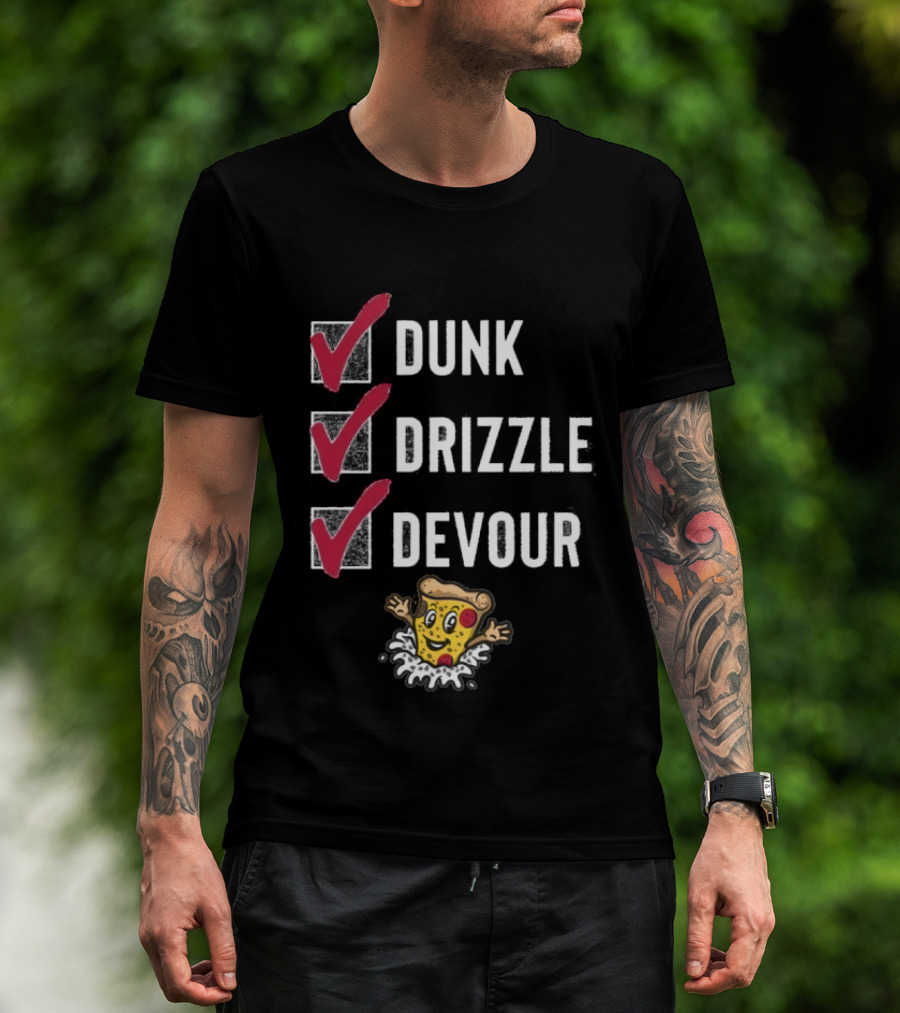 Tulsa Ranch Dippers Dunk Drizzle Devour Pizza Checklist T-Shirt