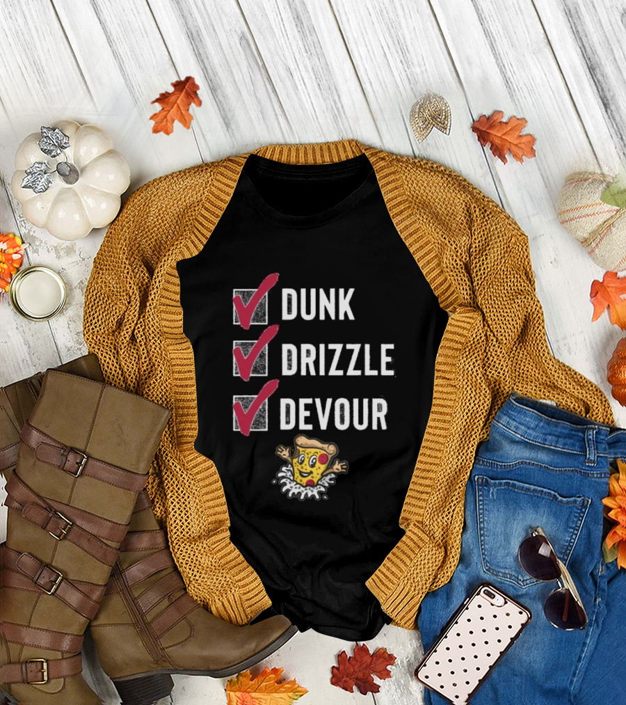 Tulsa Ranch Dippers Dunk Drizzle Devour Pizza Checklist T-Shirt