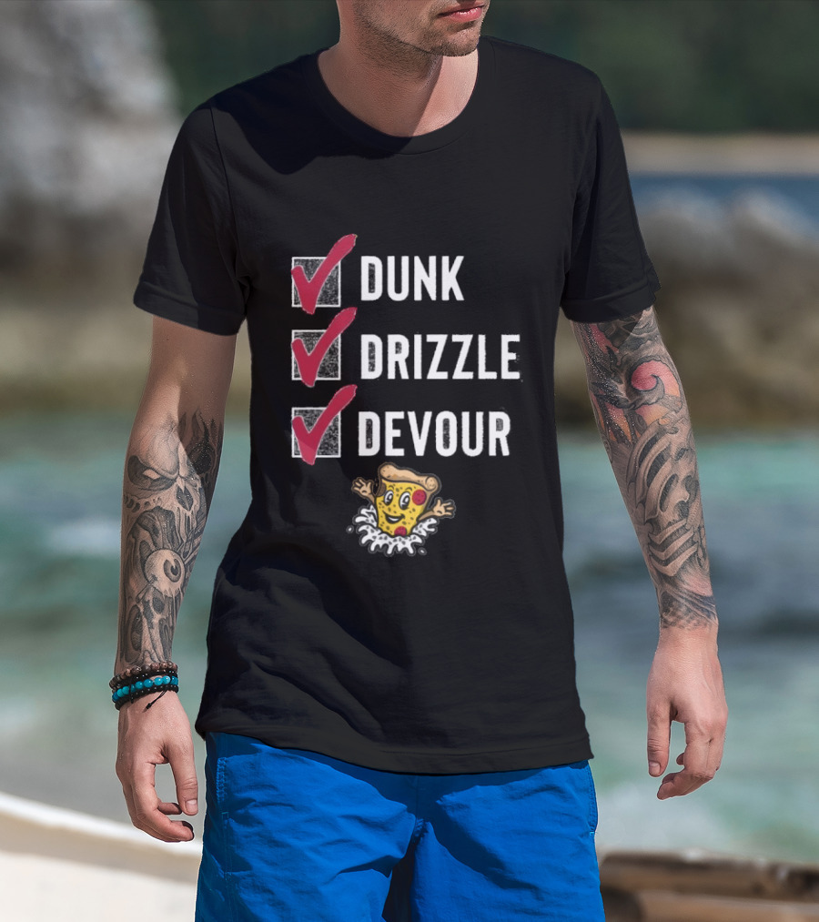 Tulsa Ranch Dippers Dunk Drizzle Devour Pizza Checklist T-Shirt