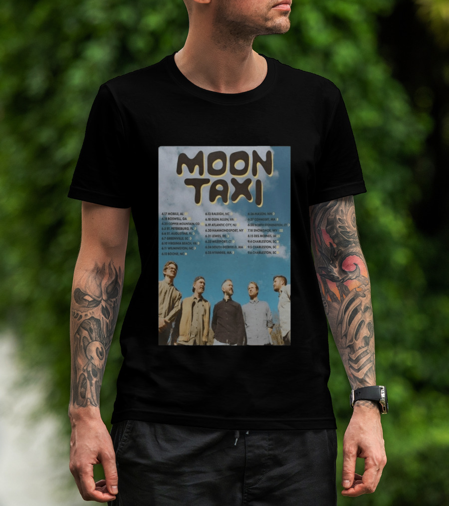 Moon Taxi 2026 Summer Tour Dates With Band Photo Sky T-Shirt