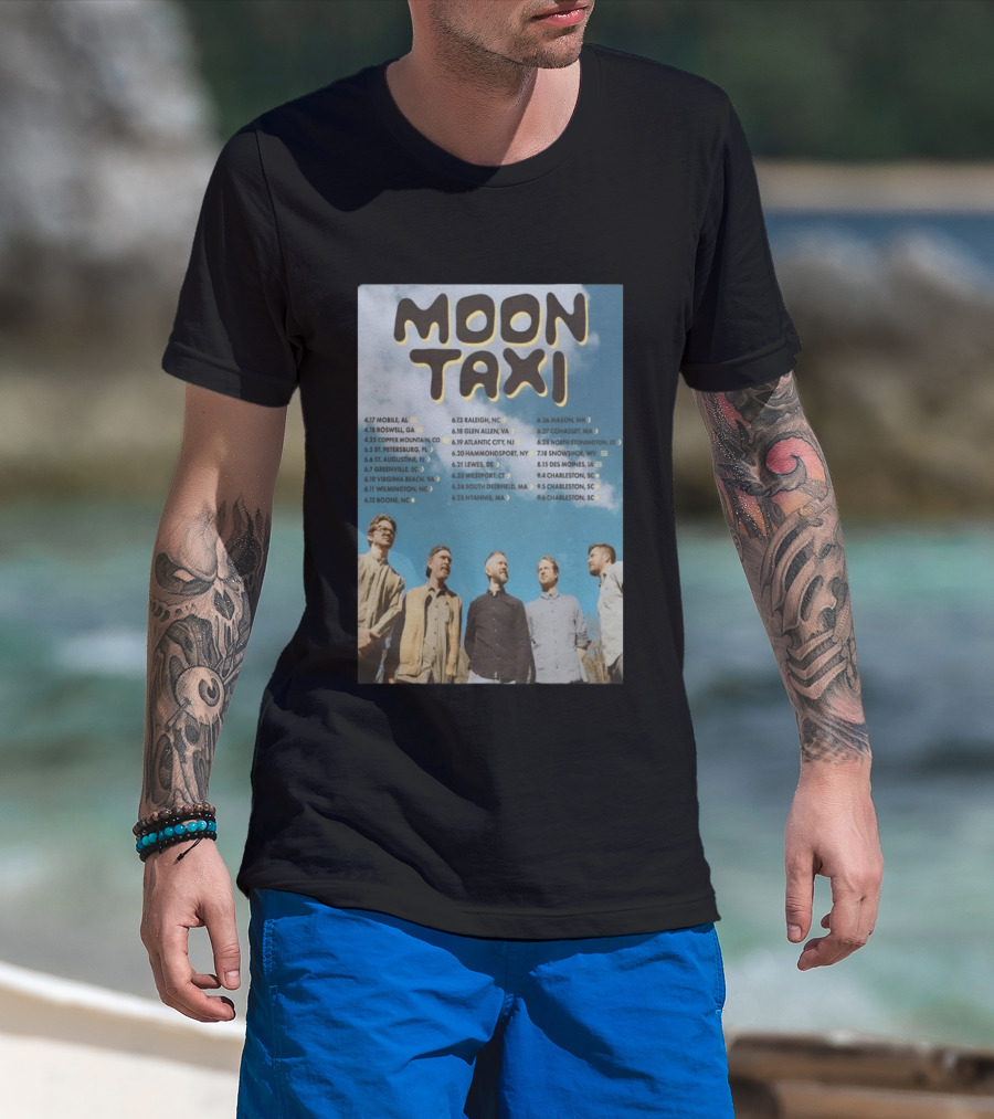 Moon Taxi 2026 Summer Tour Dates With Band Photo Sky T-Shirt