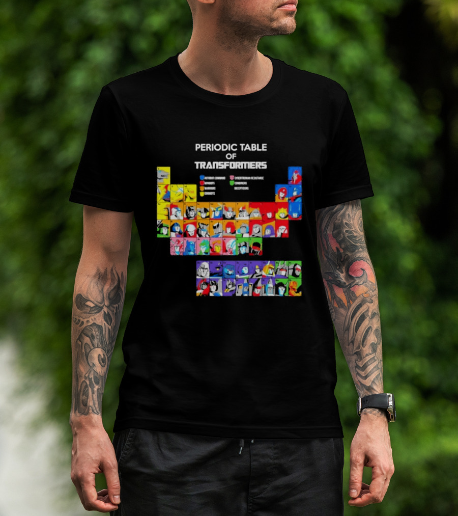 Periodic Table Of Transformers Autobots Decepticons Maximals Predacons T-Shirt
