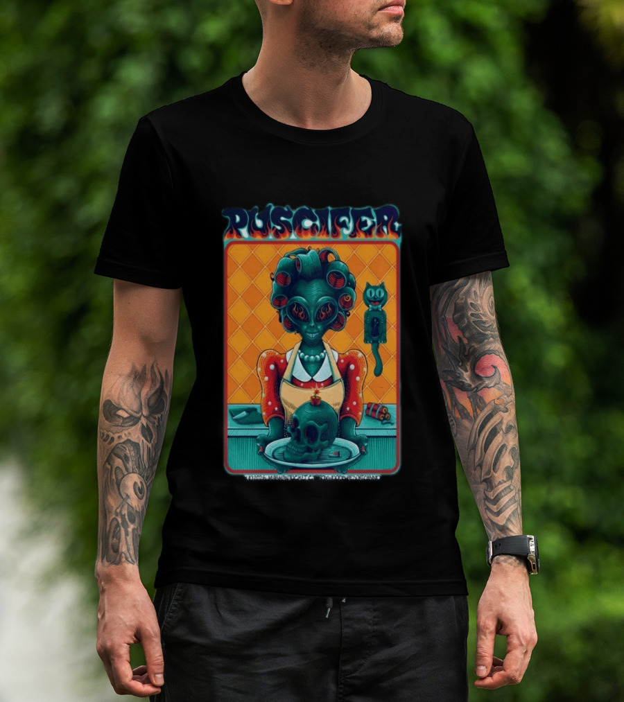Puscifer Apr 10 2026 Mashantucket CT Foxwoods Resort Casino Alien Chef With Skull And Cat T-Shirt