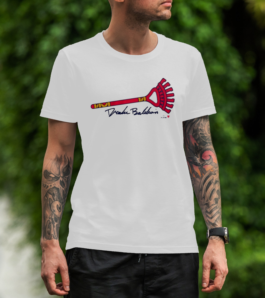 Drake Baldwin Red Yellow Rake Drawing T-Shirt