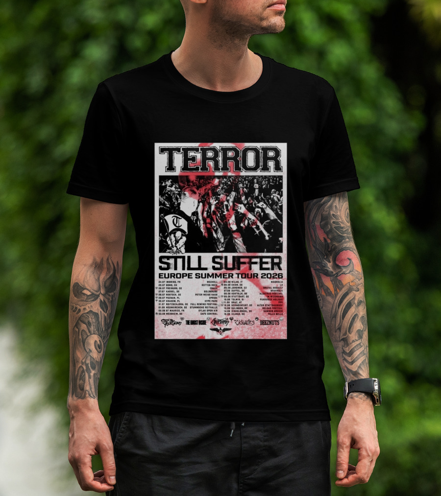 TERROR Still Suffer Europe Summer Tour 2026 With Stick To Your Guns And The Ghost Inside T-Shirt