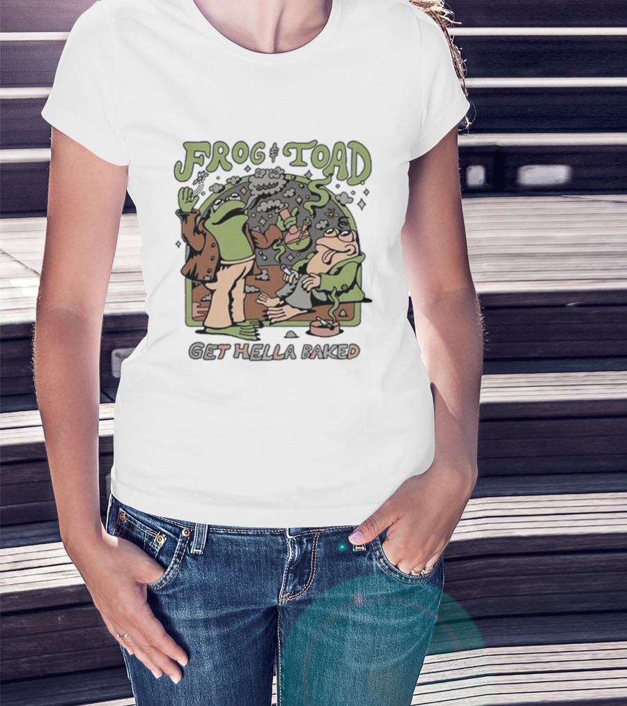 Frog And Toad Get Hella Baked Smoke And Relax Scene T-Shirt
