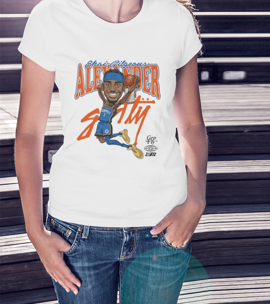 Shai Gilgeous Alexander Oklahoma City Basketball Dunk By Grip Fly T-Shirt