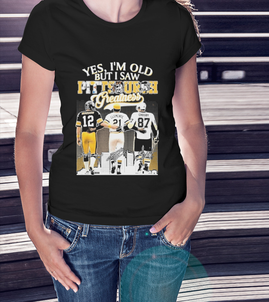Yes I'm Old But I Saw Pittsburgh Greatness Football Legends 12 82 87 Vintage Players T-Shirt