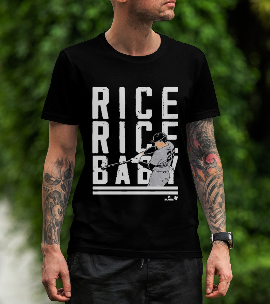 Rice Rice Baby Baseball Player Number 2 Batting Action T-Shirt
