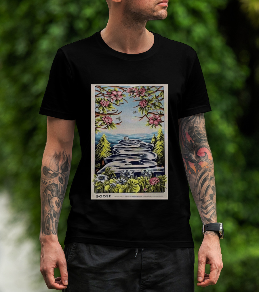 Goose April 10 2026 Asheville North Carolina Concert Florals And Pathway T-Shirt
