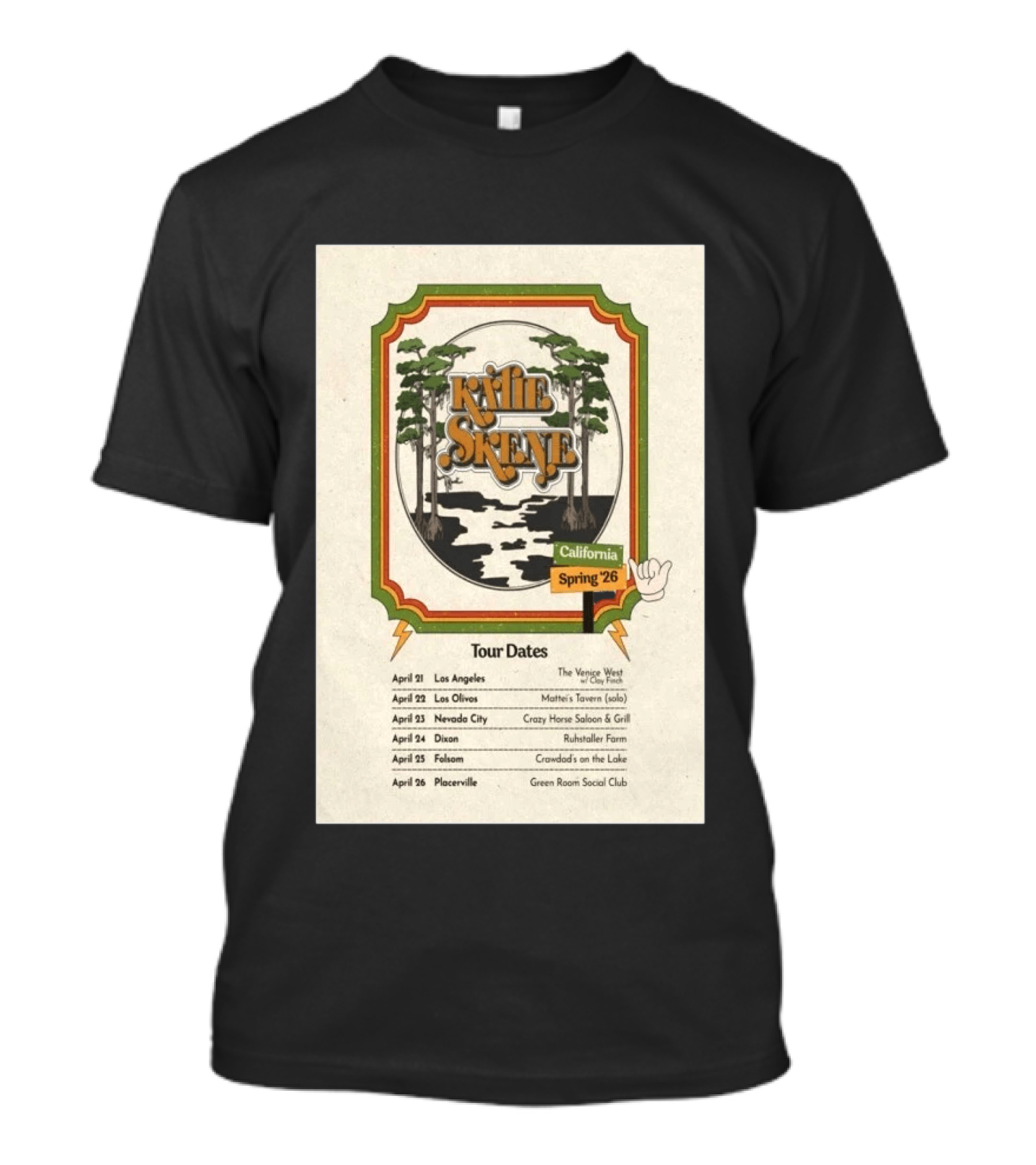 Kalie Skene California Spring 2026 Tour Dates Venice West Los Angeles Mattie's Tavern Los Olivos T-Shirt