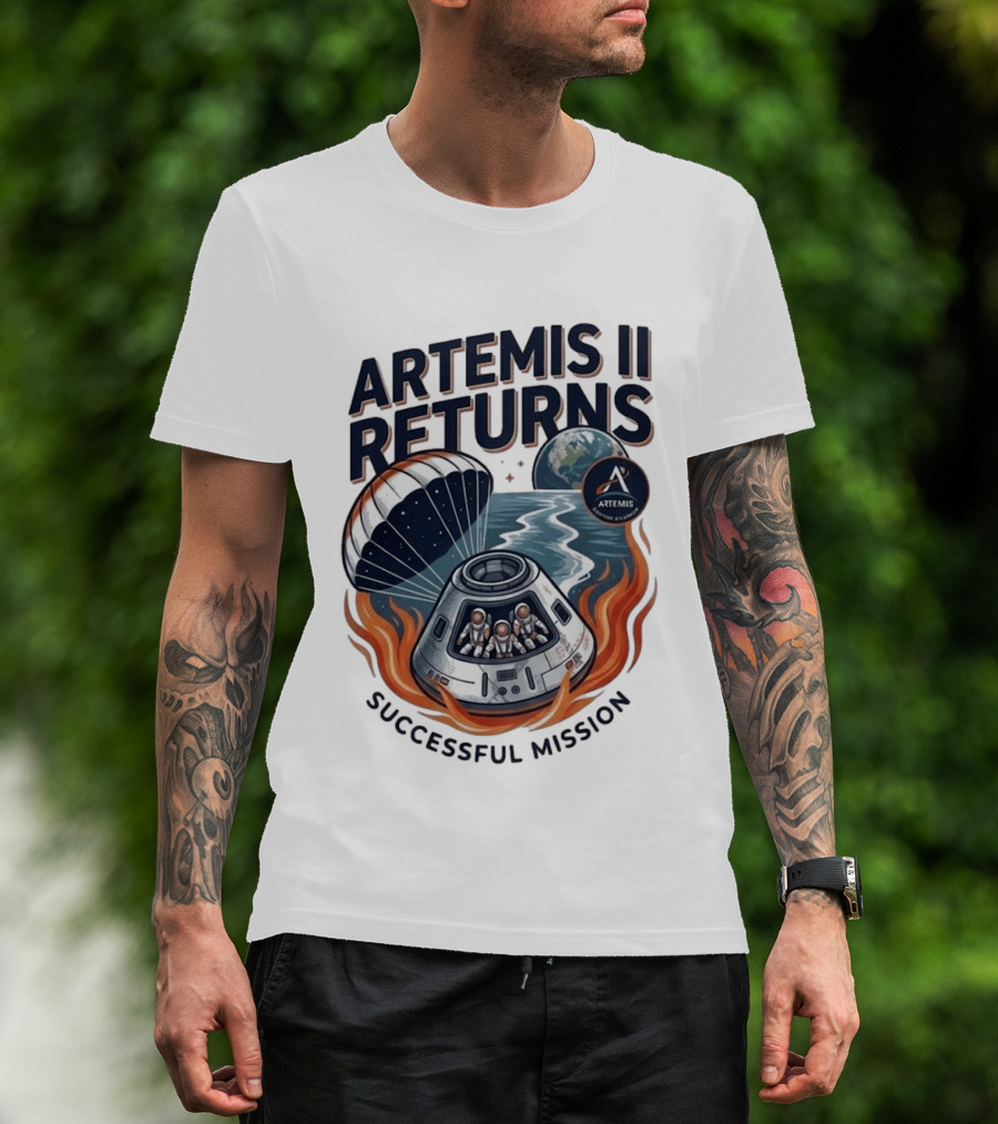Artemis II Returns Successful Mission Capsule Parachute Earth T-Shirt