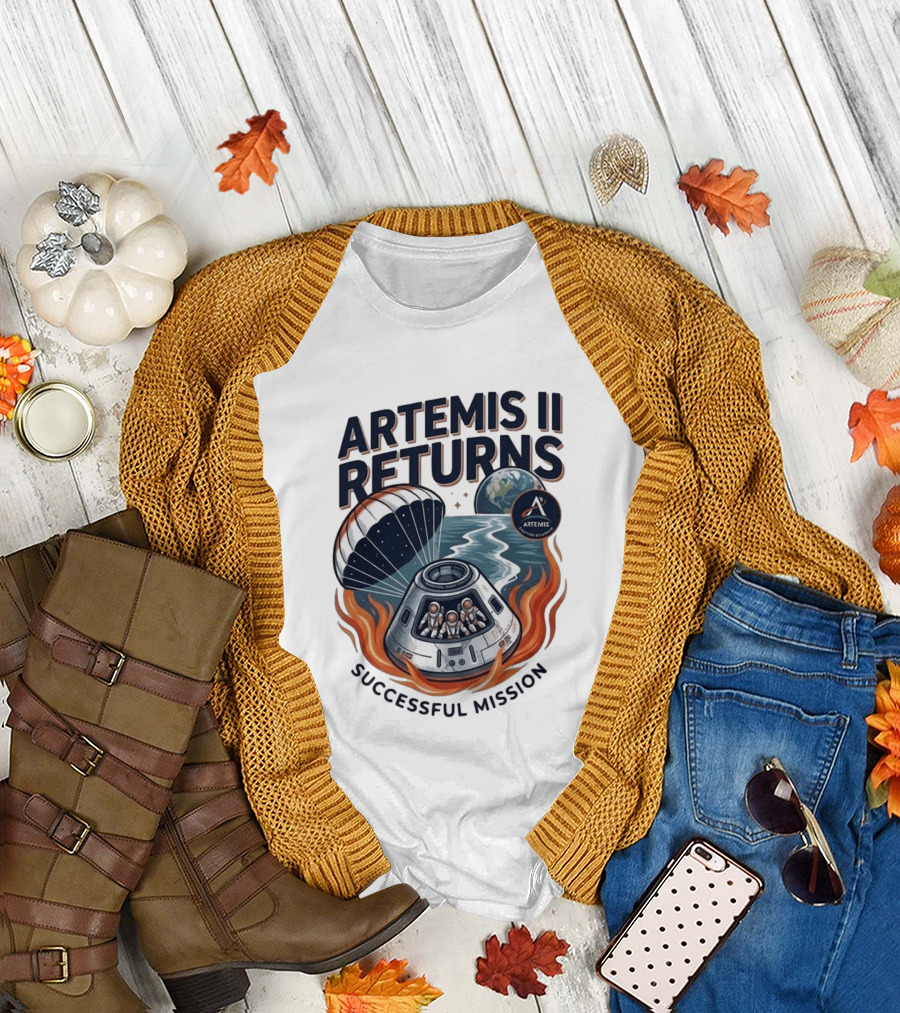 Artemis II Returns Successful Mission Capsule Parachute Earth T-Shirt