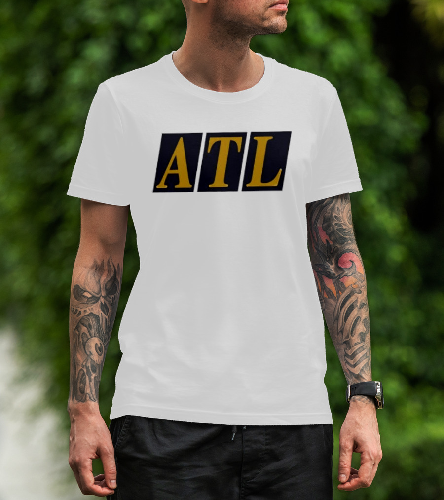 ATL Bold Minimalist Style Gold Text On Black T-Shirt