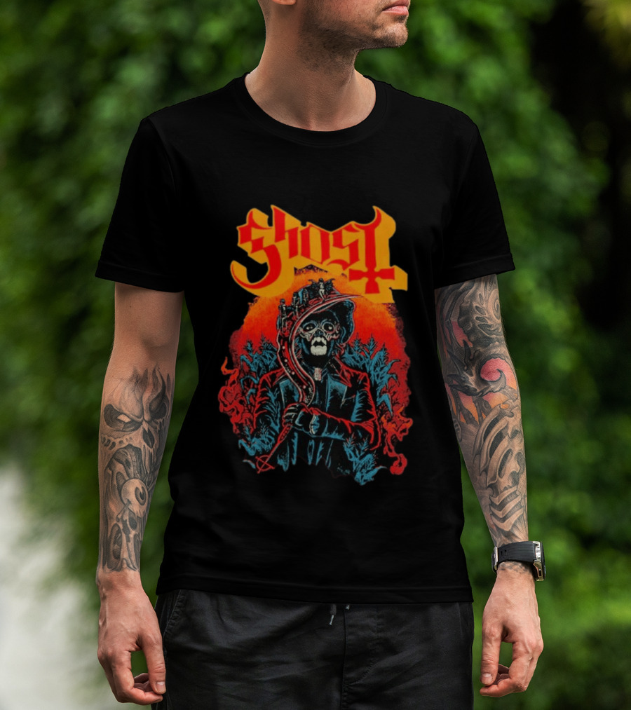 Ghost Black Harvest Grim Reaper Scythe T-Shirt