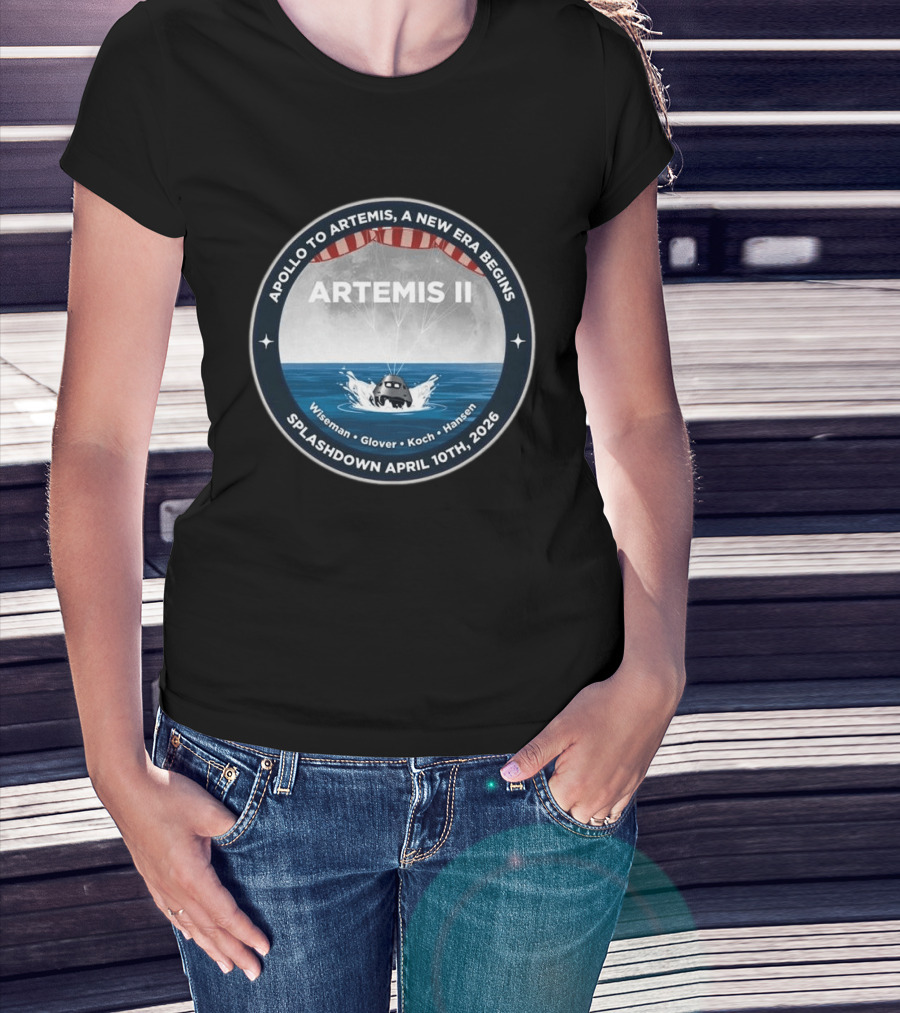 Artemis II Apollo To Artemis Mission Splashdown April 10th 2026 Wiseman Glover Koch Hansen T-Shirt