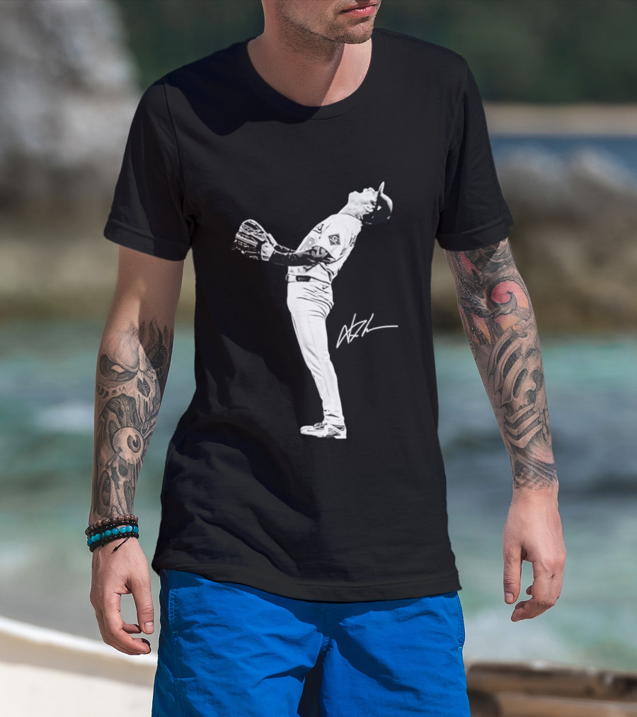 Yoshinobu Yamamoto Los Angeles Dodgers 2026 Player Action Pose T-Shirt