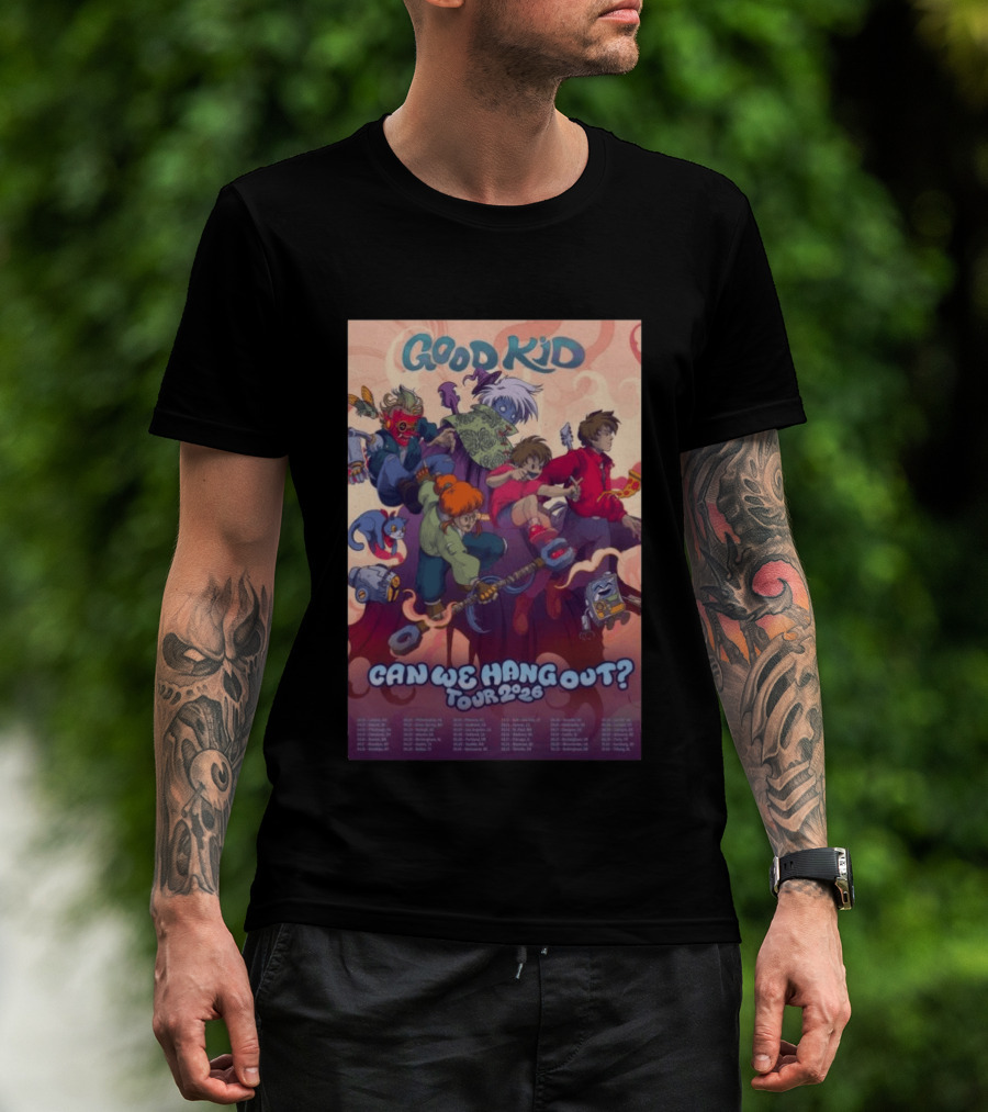 Good Kid Can We Hang Out 2026 Tour Colorful Cartoon Characters T-Shirt
