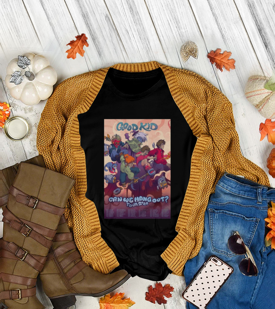 Good Kid Can We Hang Out 2026 Tour Colorful Cartoon Characters T-Shirt