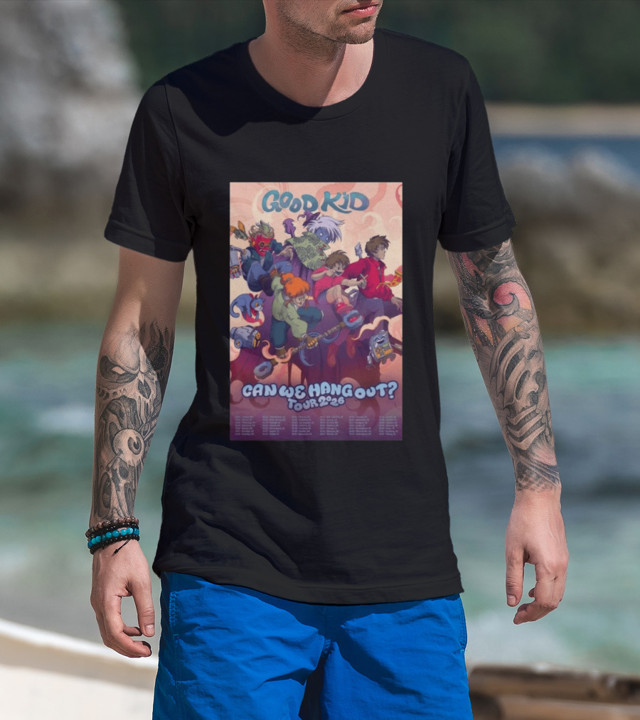 Good Kid Can We Hang Out 2026 Tour Colorful Cartoon Characters T-Shirt