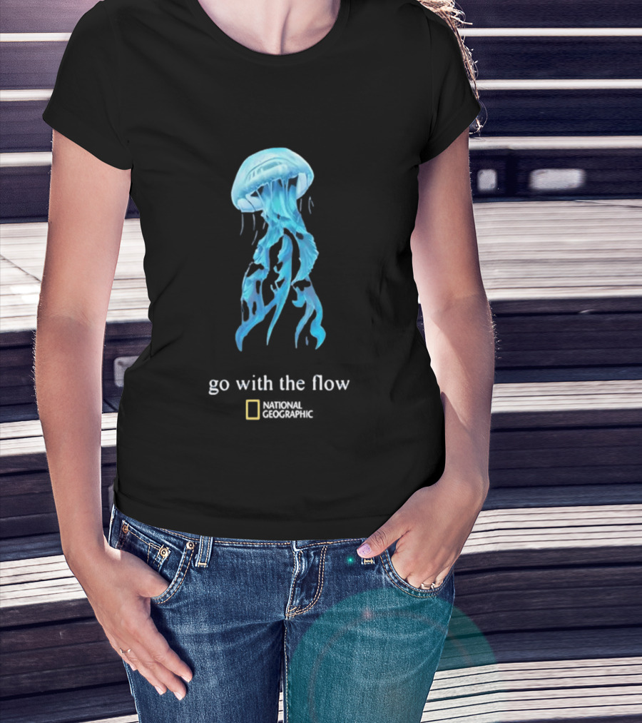 Jellyfish Go With The Flow National Geographic Blue Ocean T-Shirt