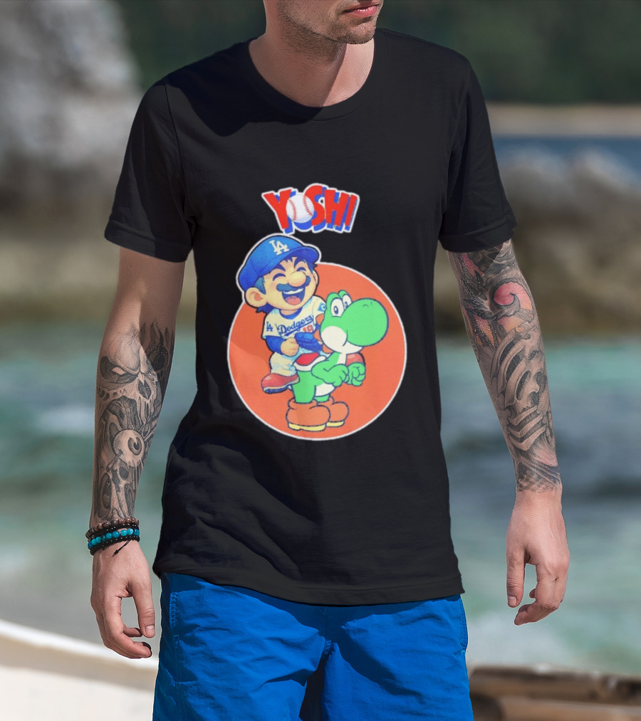 Yoshinobu Yamamoto Los Angeles Dodgers MLB Yoshi Cartoon Dodger Gear T-Shirt