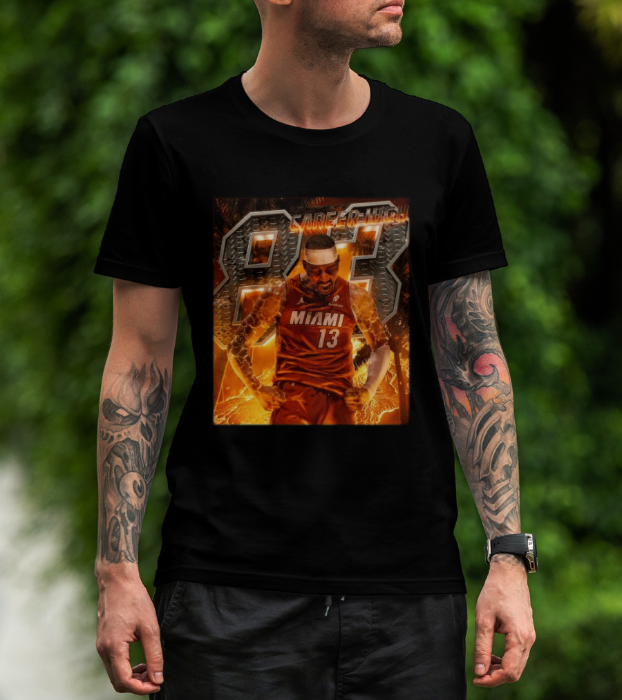 Carrer High 83 Miami Heat Bam Adebayo Goes Nuclear NBA Second Most Points T-Shirt