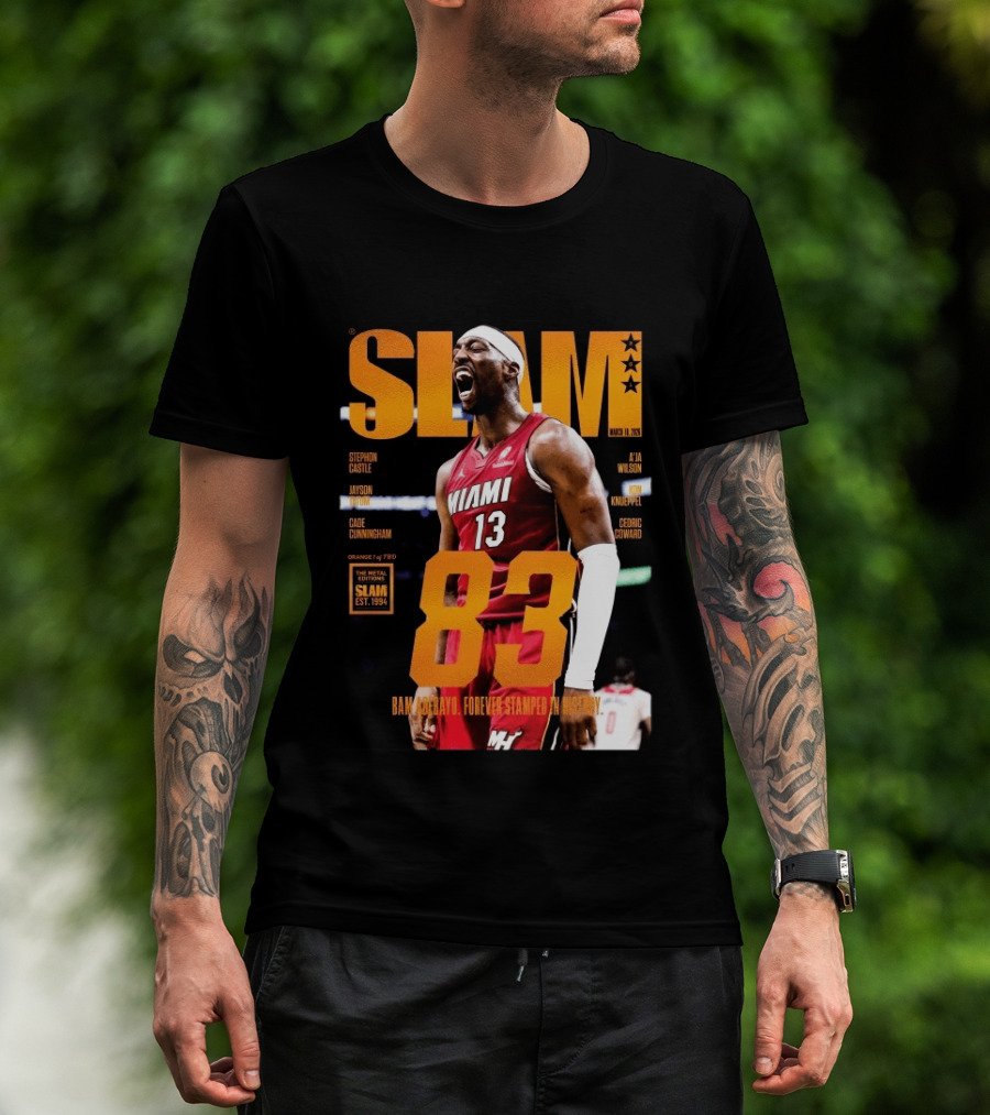SLAM 261 Bam Adebayo Miami Heat Metal Edition 83 Points Forever Stamped In History T-Shirt