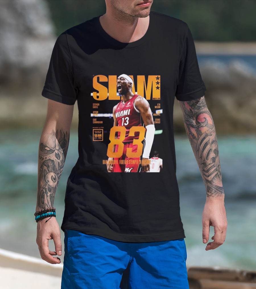 SLAM 261 Bam Adebayo Miami Heat Metal Edition 83 Points Forever Stamped In History T-Shirt