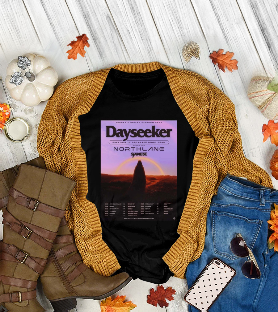 Dayseeker Europe UK 2026 Creature In The Black Night Tour With Northlane And Siamese T-Shirt
