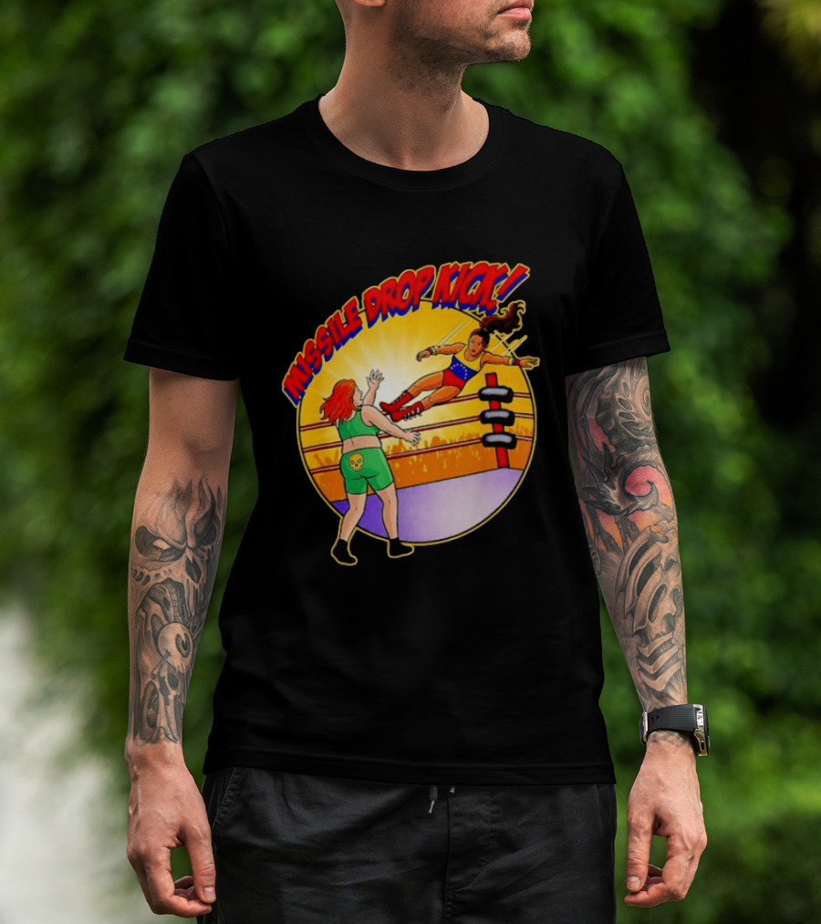 Missile Drop Kick Wrestling Move In Classic Ring Showdown T-Shirt