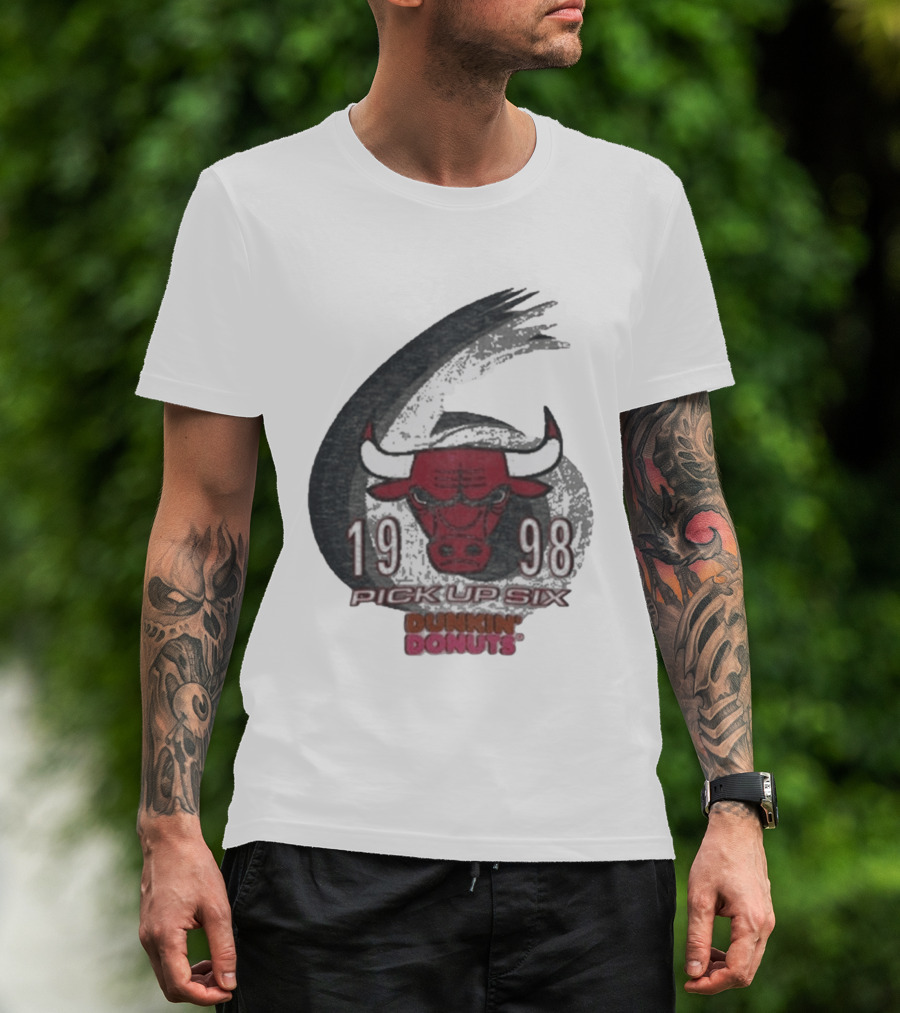1998 Chicago Bulls Pick Up Six Dunkin' Donuts Promo T-Shirt