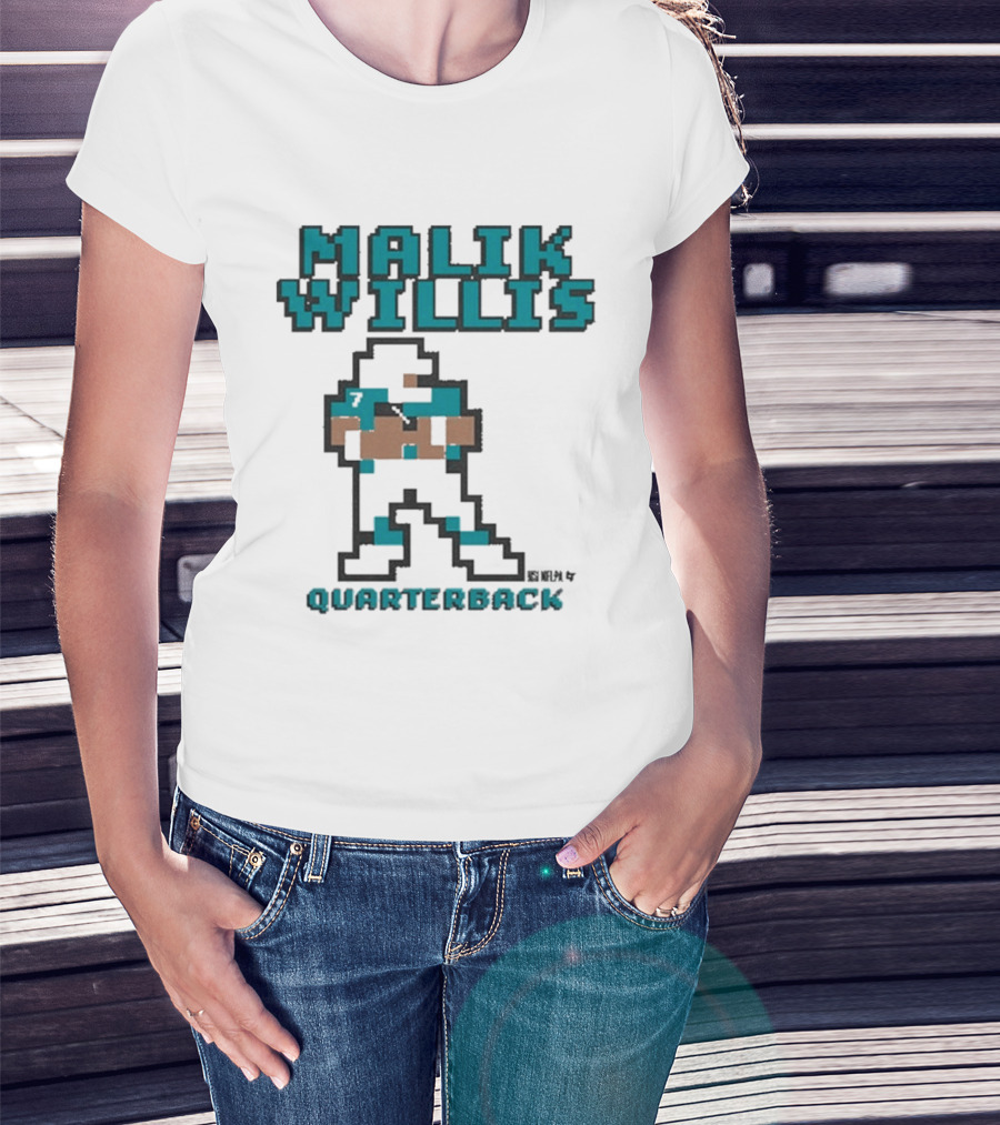Malik Willis Retro Pixel Quarterback Miami Baller T-Shirt