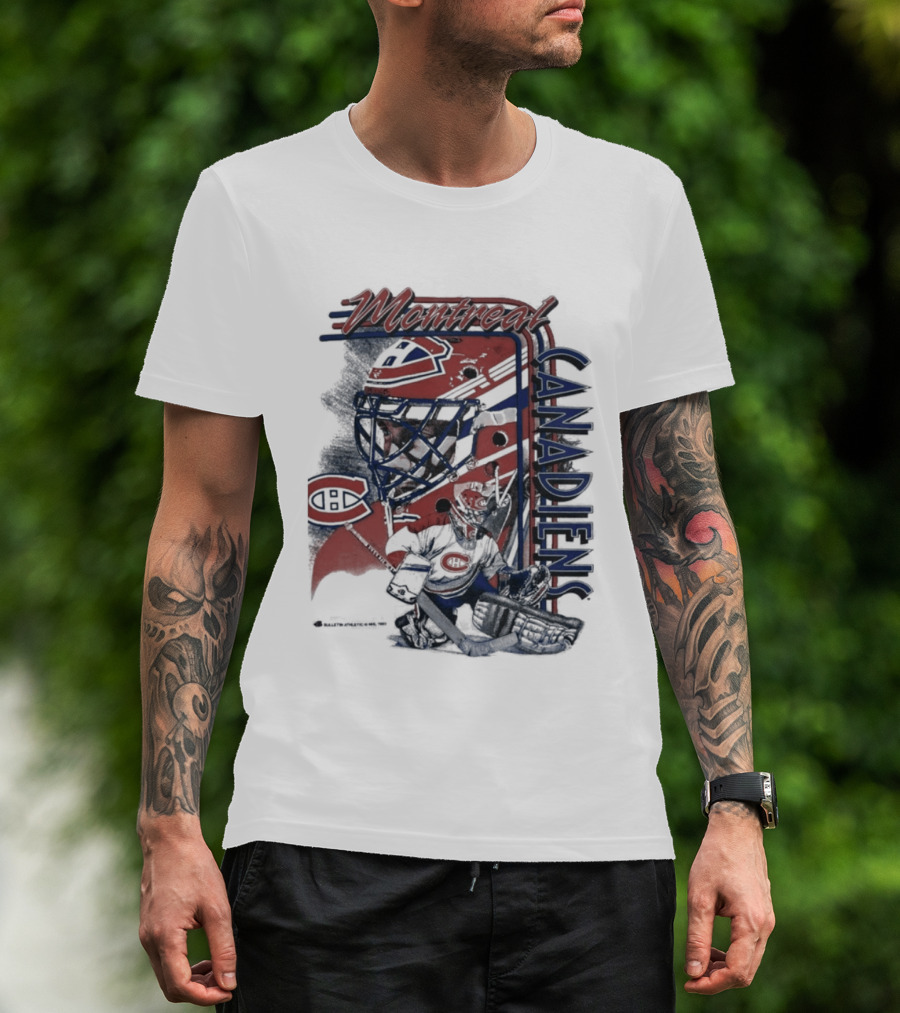 Montreal Canadiens 1992 NHL Vintage Hockey Goalie Mask T-Shirt