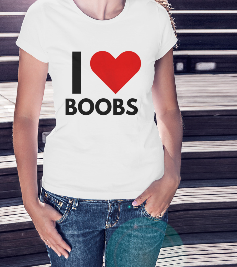 I Love Boobs Heart Symbol Humor T-Shirt
