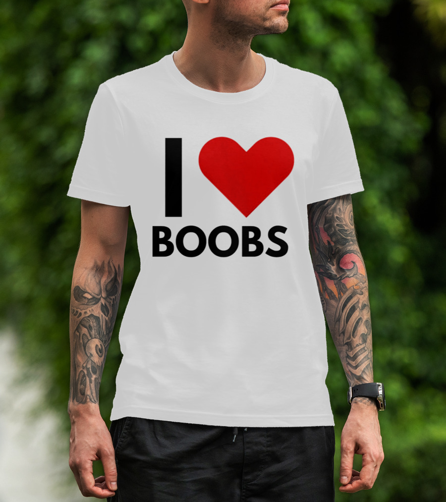 I Love Boobs Heart Symbol Humor T-Shirt