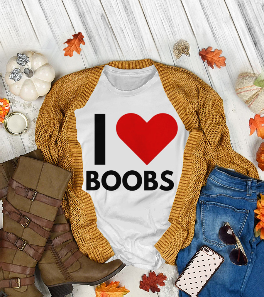 I Love Boobs Heart Symbol Humor T-Shirt