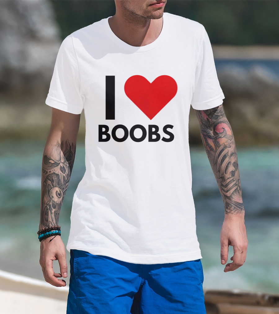 I Love Boobs Heart Symbol Humor T-Shirt