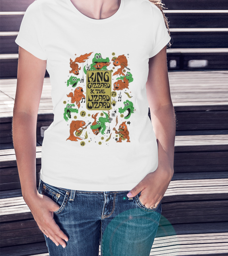 King Gizzard And The Lizard Wizard Fish Graphics With Musical Notes T-Shirt