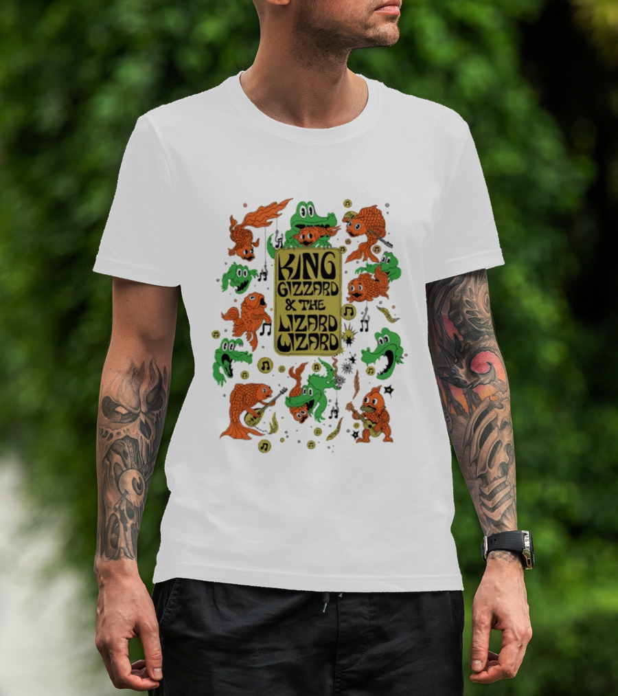 King Gizzard And The Lizard Wizard Fish Graphics With Musical Notes T-Shirt